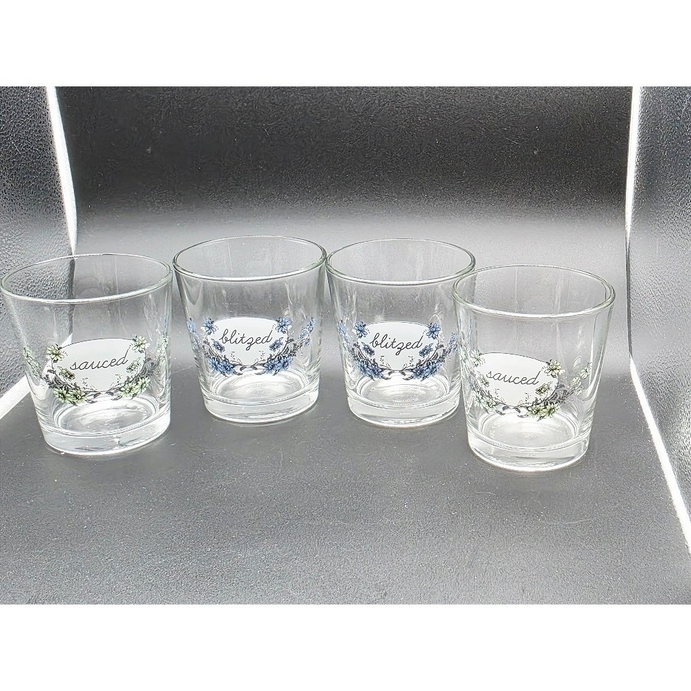 Libbey Sauced,‎ Blitzed Glasses Under the Influence Old-Fashion Barware Set of 4